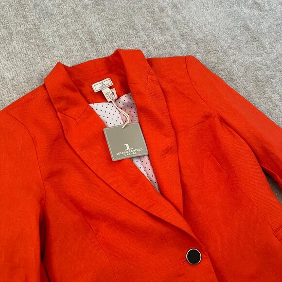 NWT Jules & Leopold Orange Linen Blend Blazer Jacket XS - Picture 3 of 11